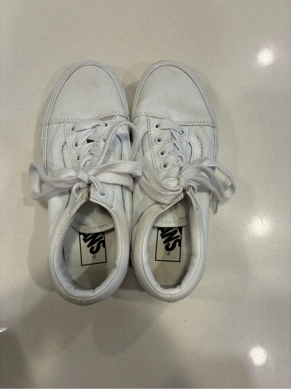 White Platform Sneakers - Women's Casual Lace-Up Size 5